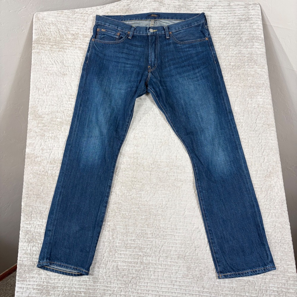 Polo Ralph Lauren Varick Slim Straight Jeans Mens 35x32 Blue Denim RN41381